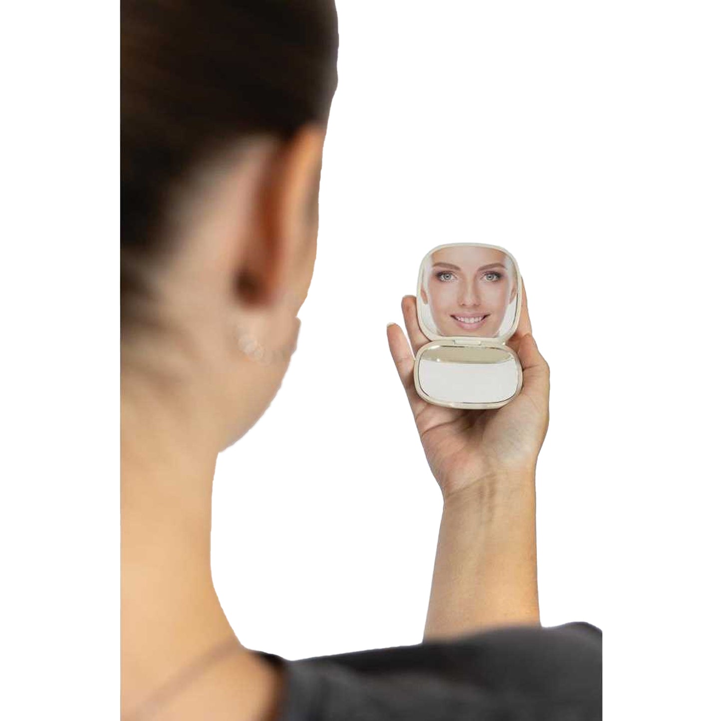 Beige - Side - XD Collection Reflecta Recycled Plastic Hand Mirror