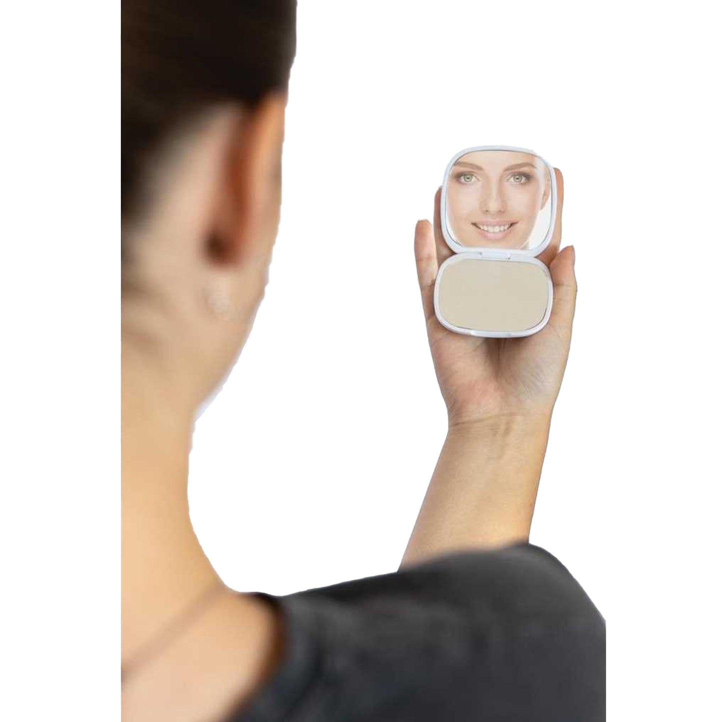 White - Side - XD Collection Reflecta Recycled Plastic Hand Mirror