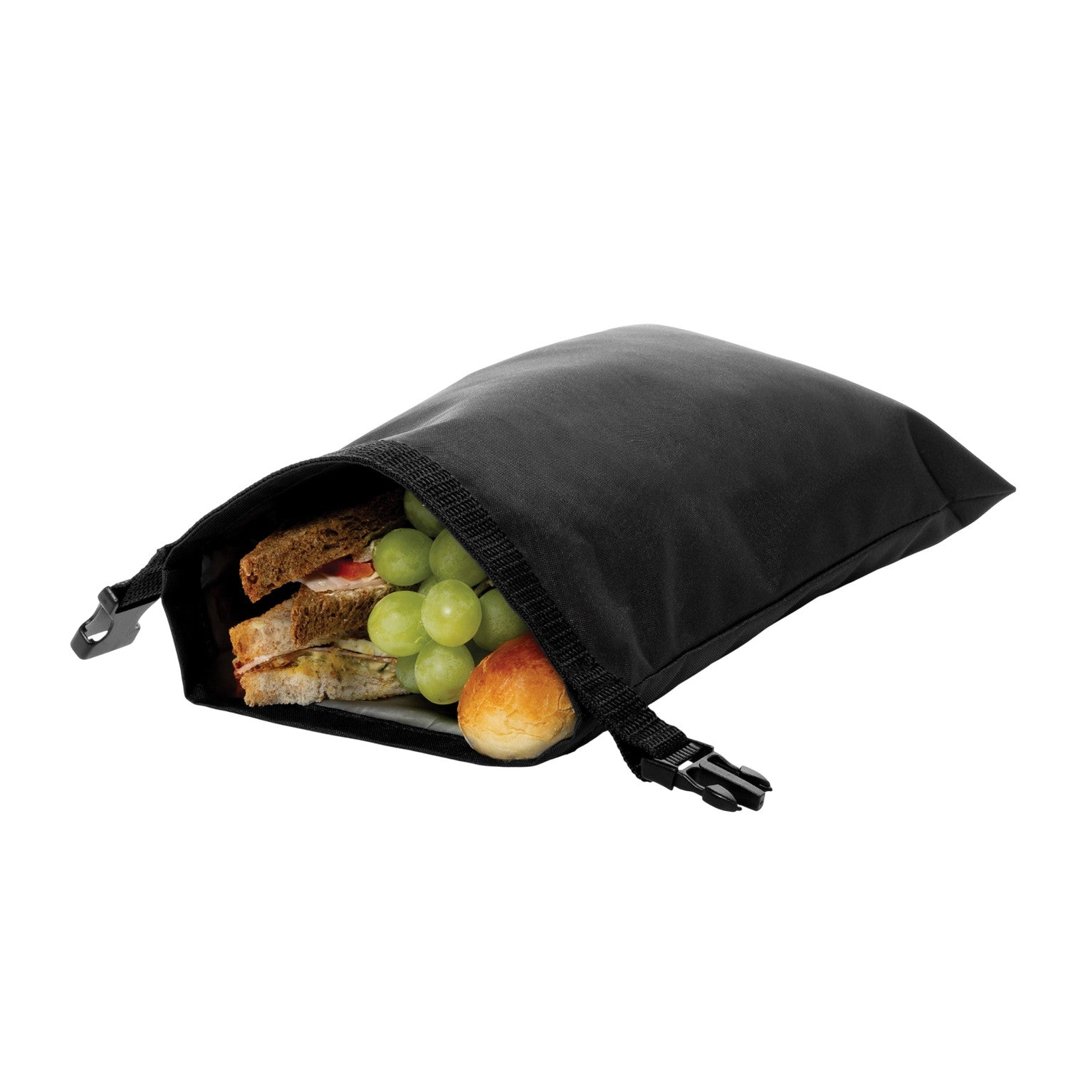 Black - Back - XD Collection Snackstrap RPET Foldable Lunch Bag