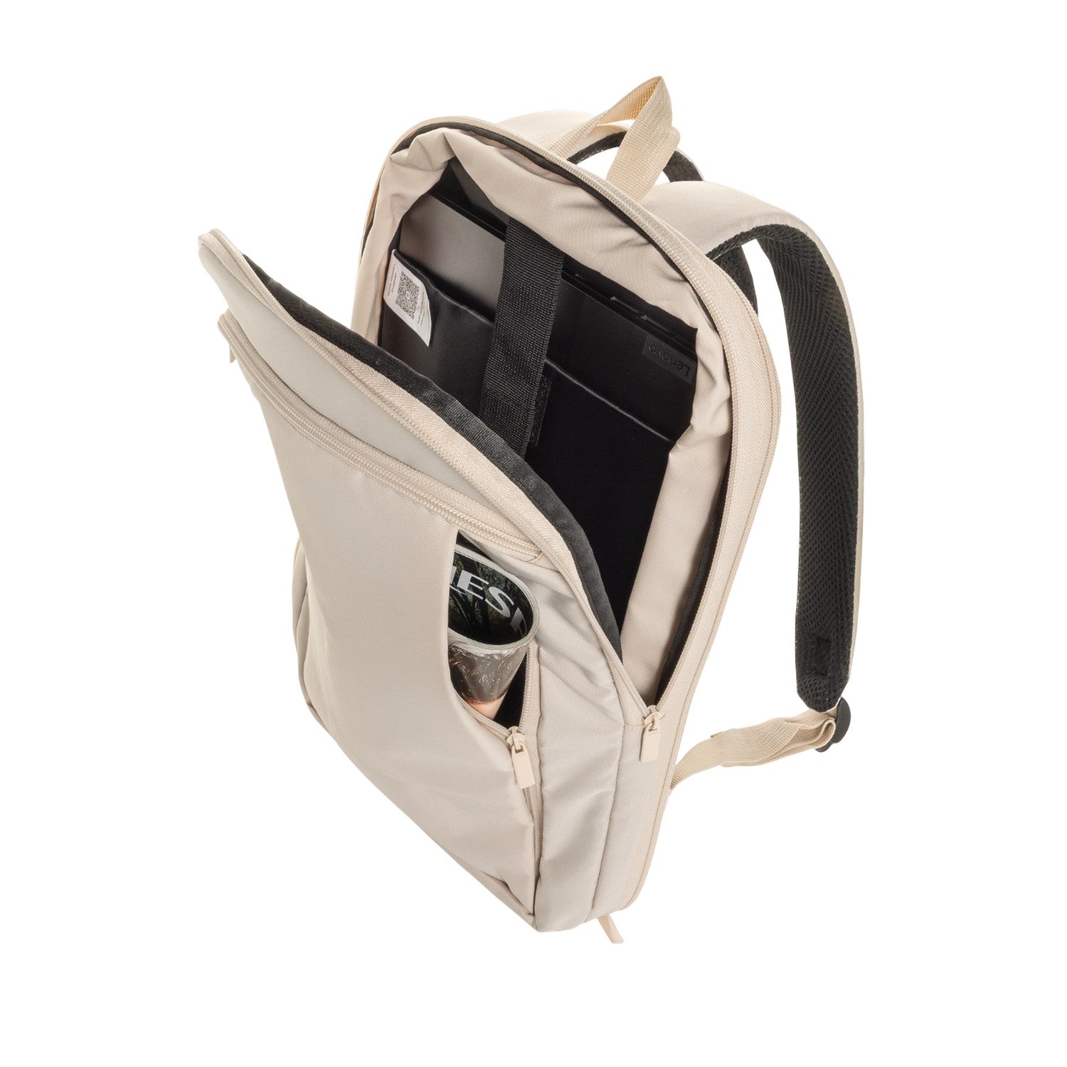 Beige - Close up - XD Collection Flexpack Aware RPET Slim Laptop Backpack