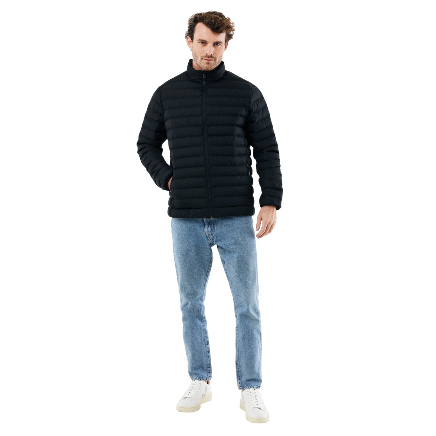 Black - Lifestyle - Iqoniq Mens Maiko Recycled Polyester Padded Jacket