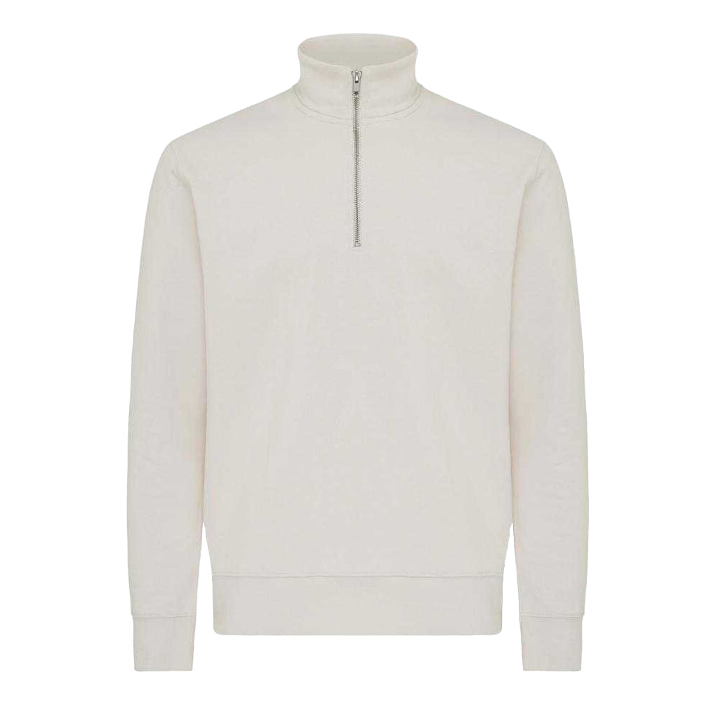 Ivory White - Front - Iqoniq Unisex Adult Elgon Recycled Cotton Quarter Zip Sweater Top