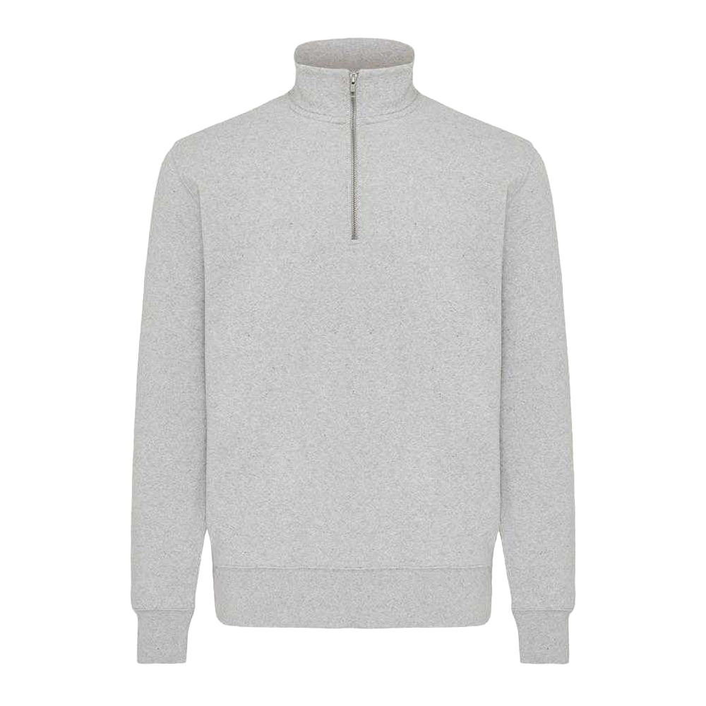 Light Heather Grey - Front - Iqoniq Unisex Adult Elgon Recycled Cotton Quarter Zip Sweater Top