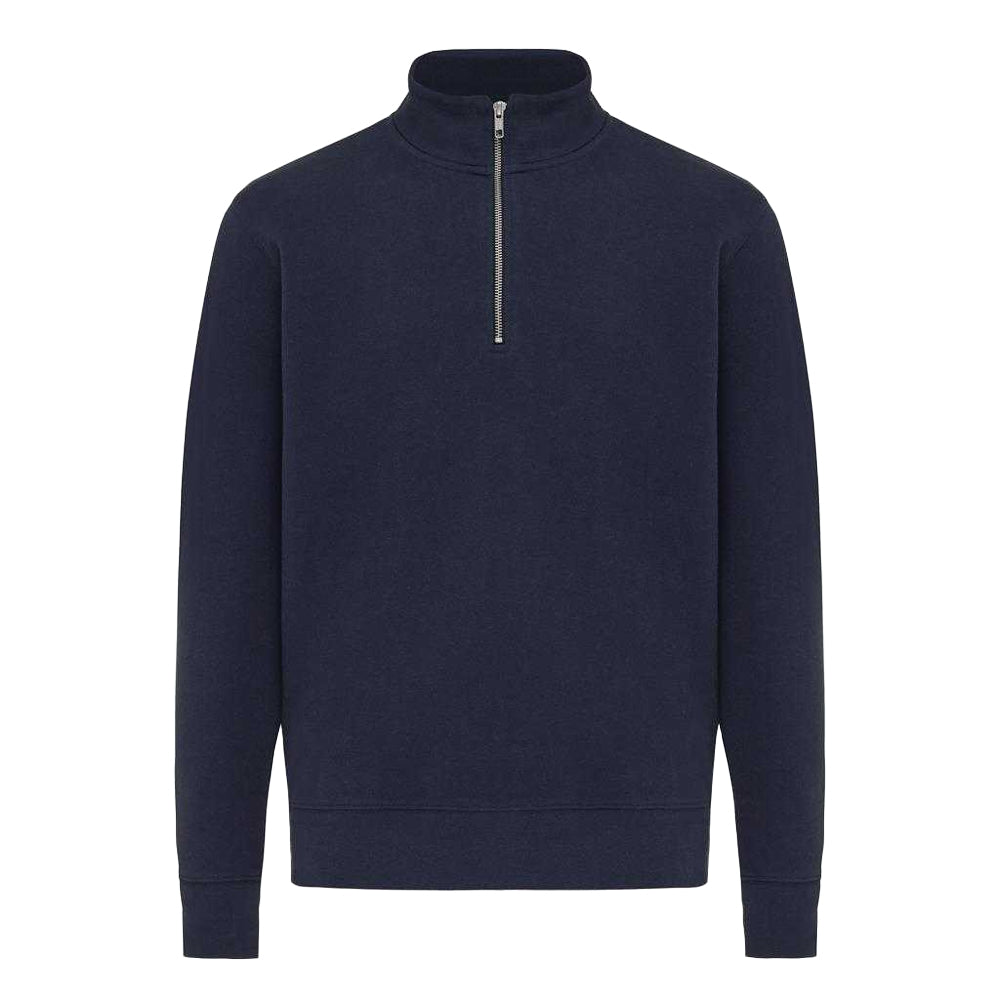 Navy - Front - Iqoniq Unisex Adult Elgon Recycled Cotton Quarter Zip Sweater Top