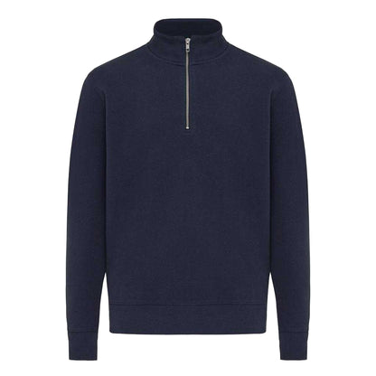 Navy - Front - Iqoniq Unisex Adult Elgon Recycled Cotton Quarter Zip Sweater Top