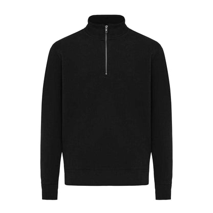 Black - Front - Iqoniq Unisex Adult Elgon Recycled Cotton Quarter Zip Sweater Top