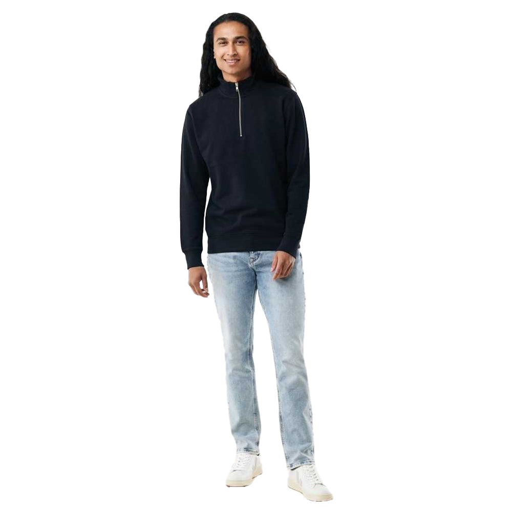 Black - Side - Iqoniq Unisex Adult Elgon Recycled Cotton Quarter Zip Sweater Top