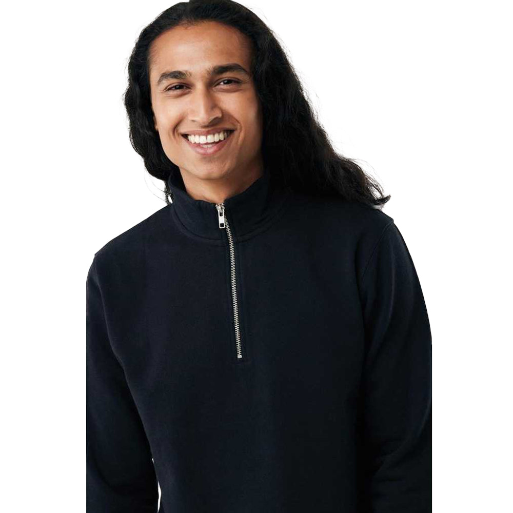 Black - Pack Shot - Iqoniq Unisex Adult Elgon Recycled Cotton Quarter Zip Sweater Top