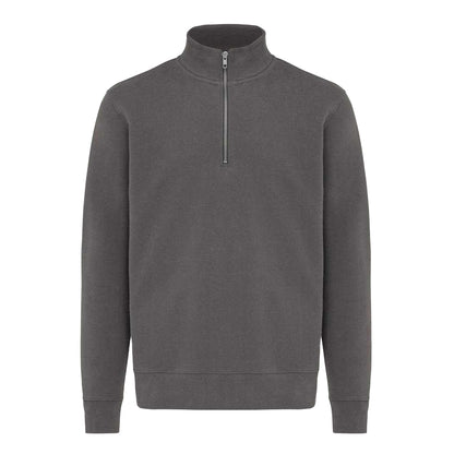 Anthracite - Front - Iqoniq Unisex Adult Elgon Recycled Cotton Quarter Zip Sweater Top