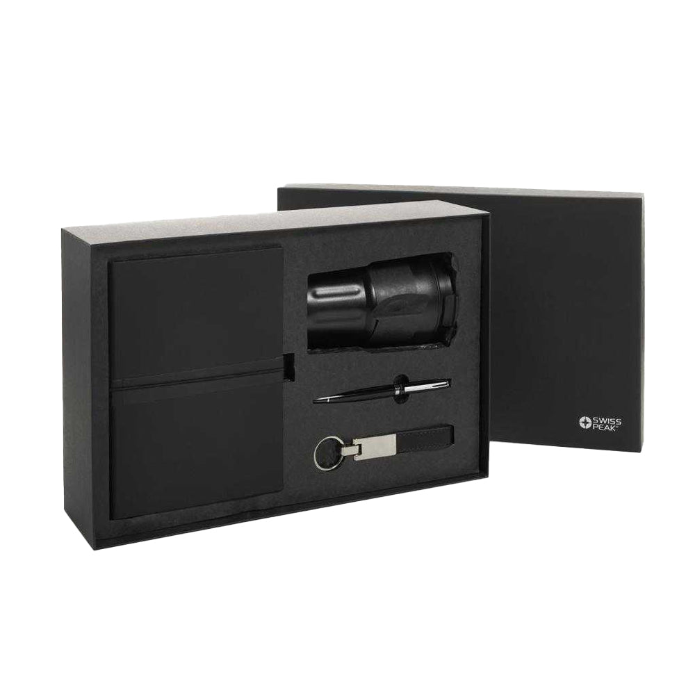 Black - Side - Swiss Peak Deluxe 350ml Business Gift Set Set