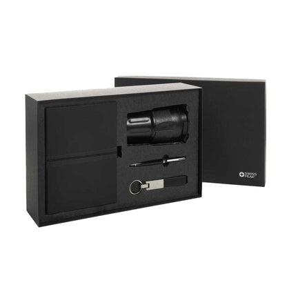 Black - Side - Swiss Peak Deluxe 350ml Business Gift Set Set
