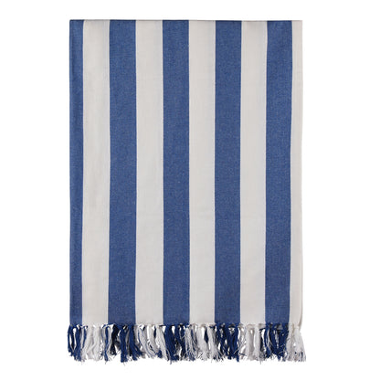 Blue-White - Front - Vinga Ornos Hammam Recycled Cotton Towel