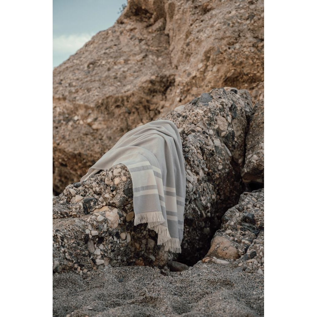 Grey - Close up - Vinga Tolo Hammam Terrycloth Towel