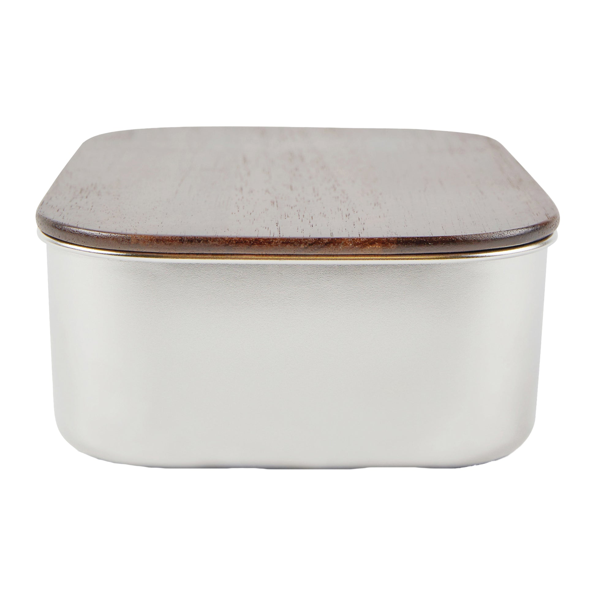 Silver-Brown - Side - Vinga Ciro Steel Lunch Box