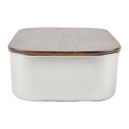 Silver-Brown - Side - Vinga Ciro Steel Lunch Box