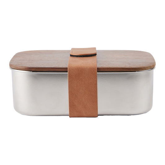 Silver-Brown - Front - Vinga Ciro Steel Lunch Box