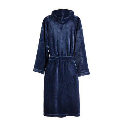 Navy - Back - Vinga Unisex Adult Louis Luxury Plush Dressing Gown