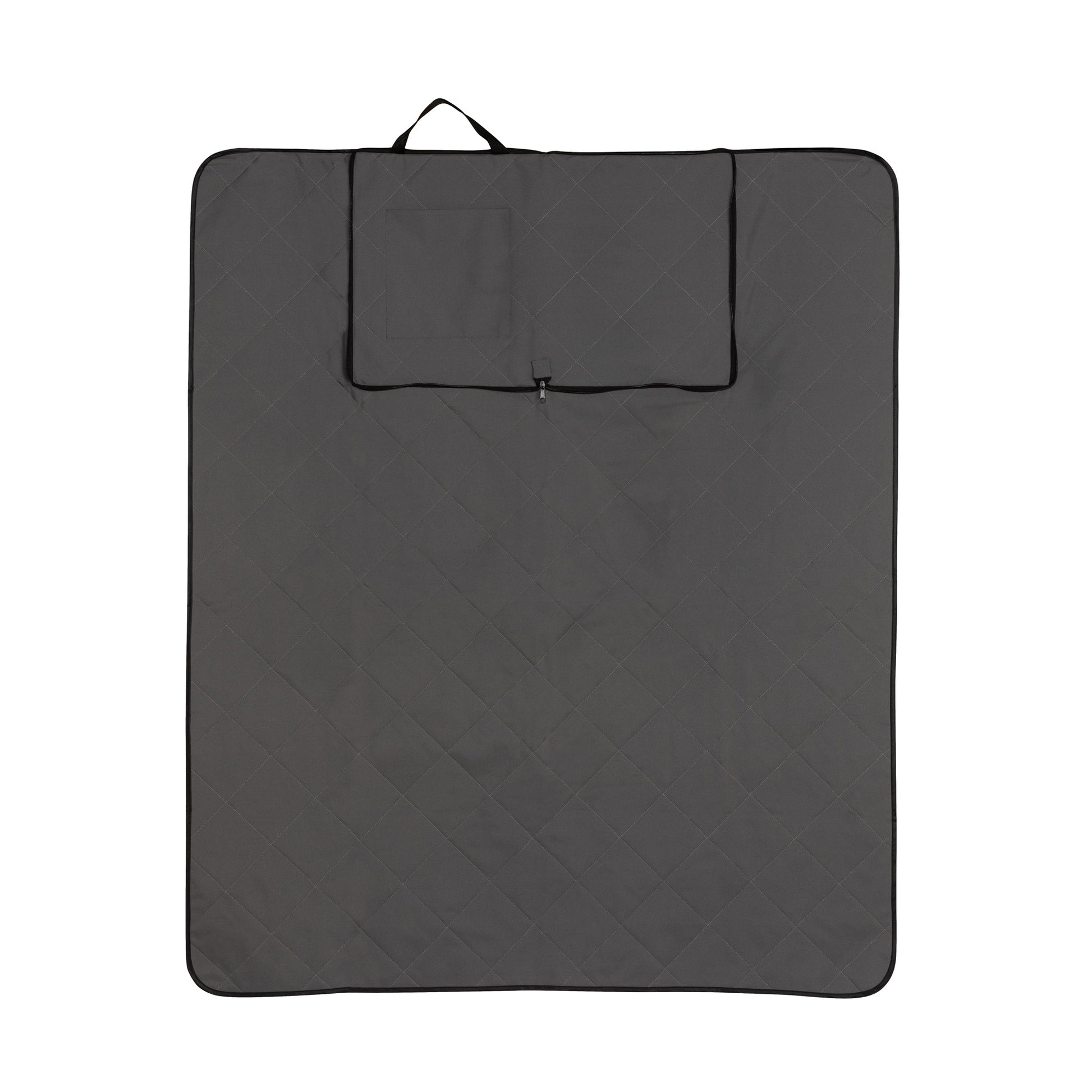 Anthracite - Side - XD Collection RPET Quilted Picnic Blanket