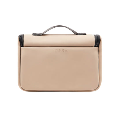 Greige - Back - Vinga Baltimore Travel Toiletry Bag