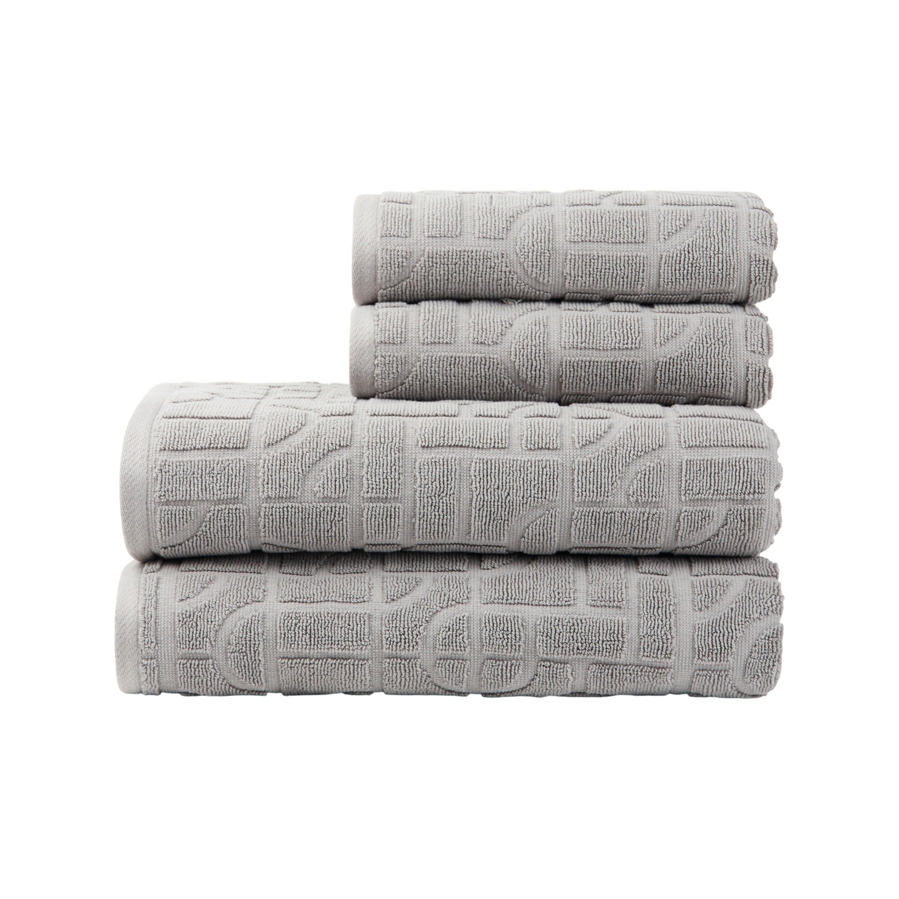 Grey - Front - Vinga Verso Organic Cotton Towel Set (Pack of 4)
