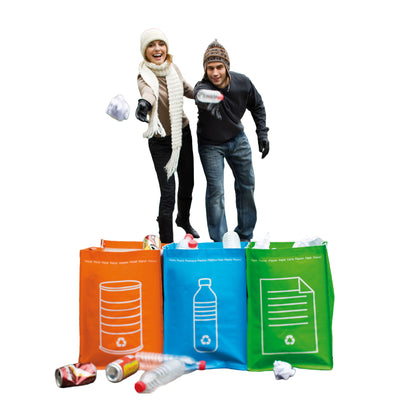 Green-Blue-Orange - Side - XD Collection Recycling Bags (Pack of 3)