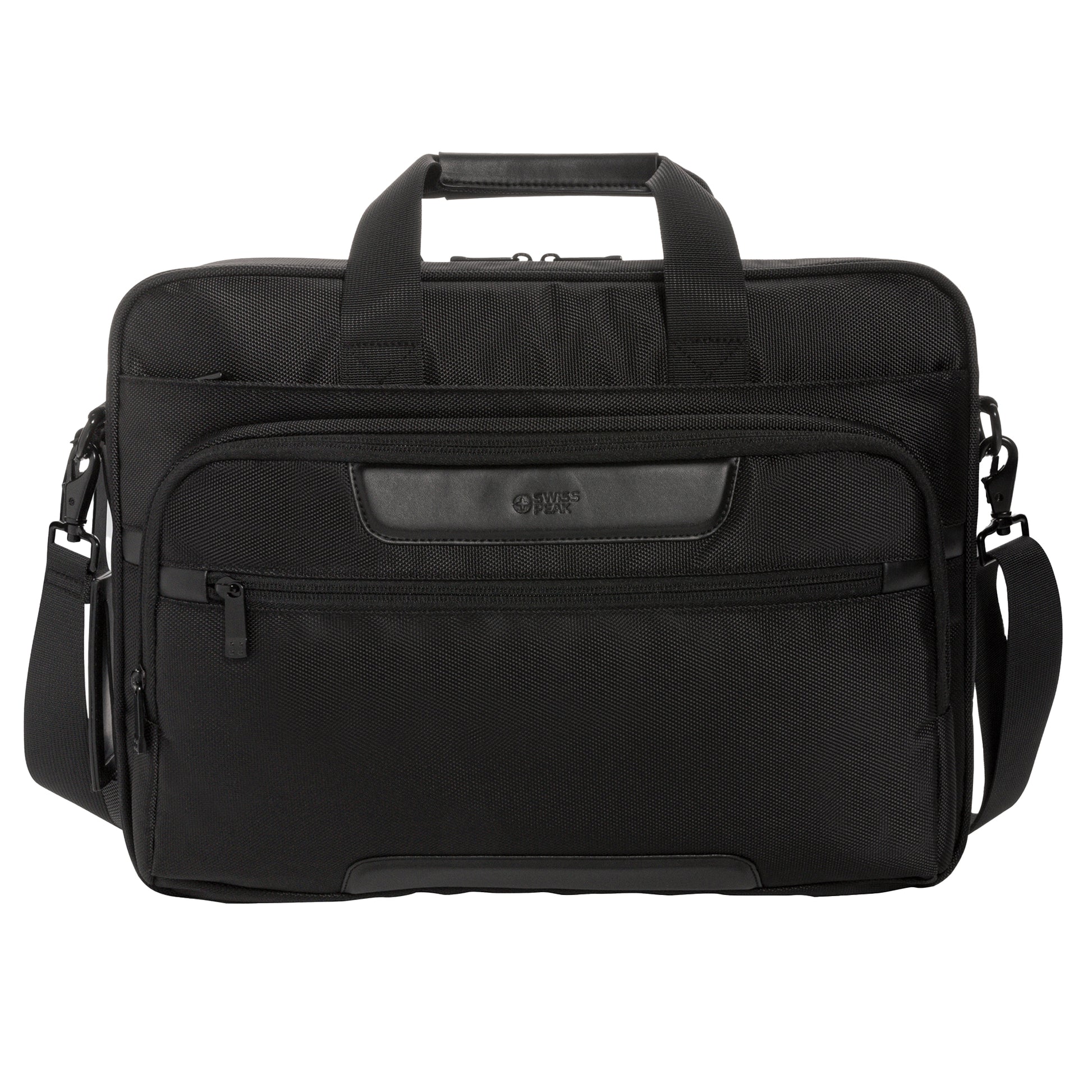 Black - Front - Swiss Peak Voyager RPET Laptop Bag