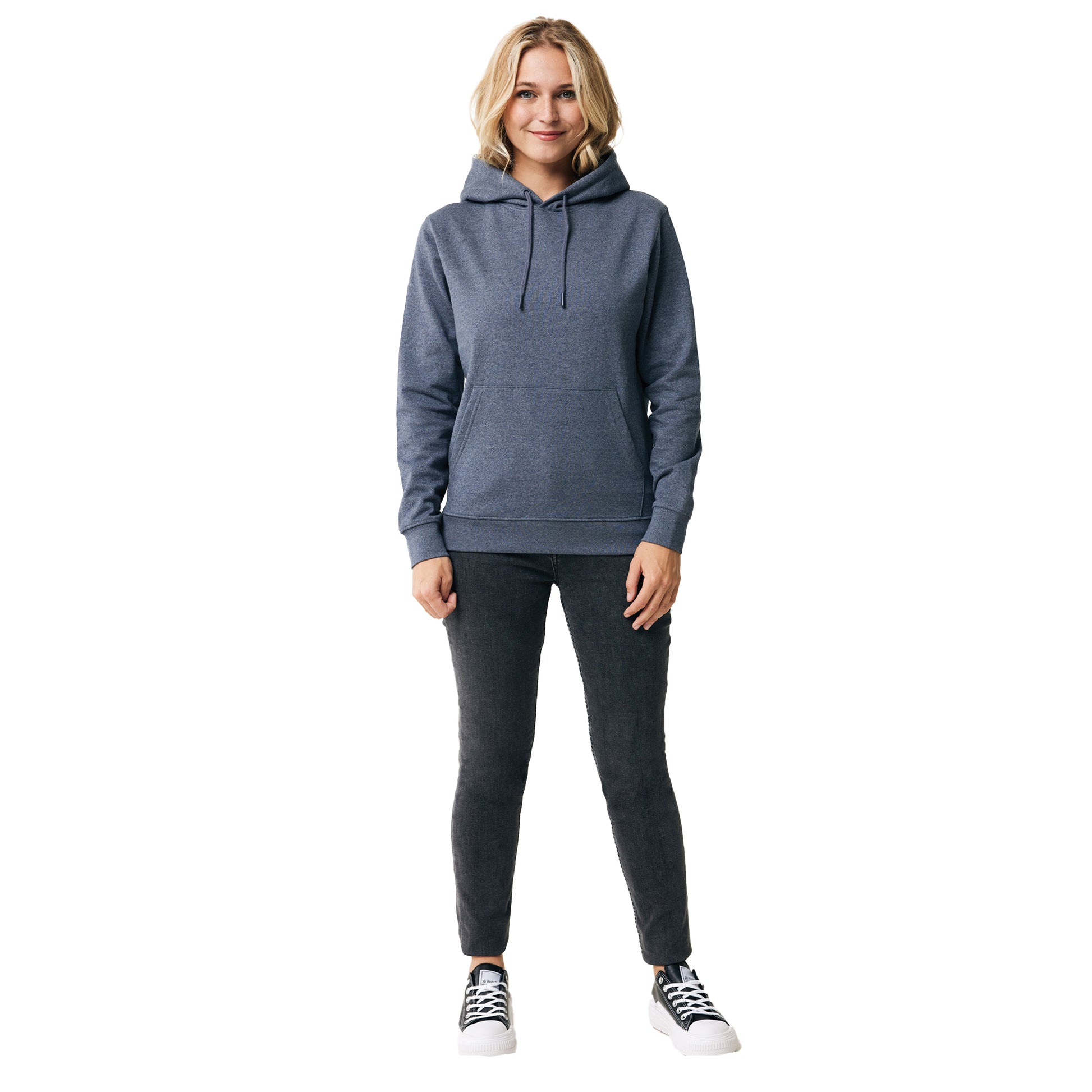 Heather Navy - Side - Iqoniq Unisex Adult Torres Recycled Cotton Undyed Hoodie