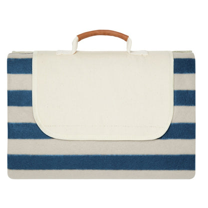 Navy - Back - Vinga Alba RPET Striped Picnic Blanket