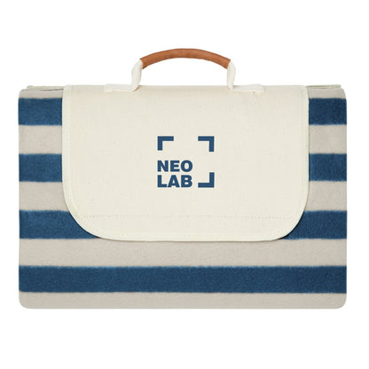 Navy - Front - Vinga Alba RPET Striped Picnic Blanket