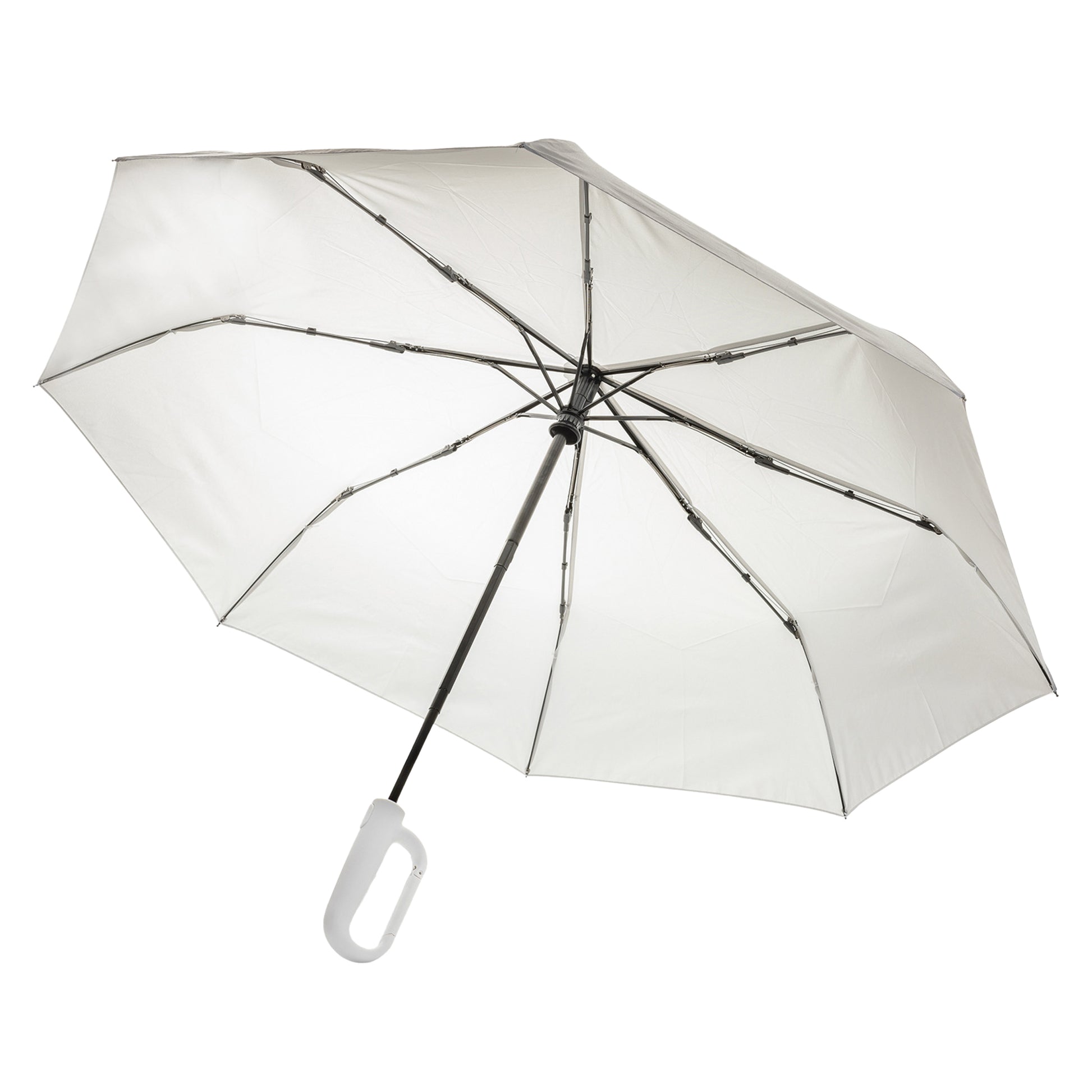 Beige - Front - XD Collection Yara RPET Carabiner Clip Folding Umbrella