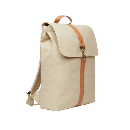 Beige - Side - Vinga Bosler Recycled Canvas 17L Backpack
