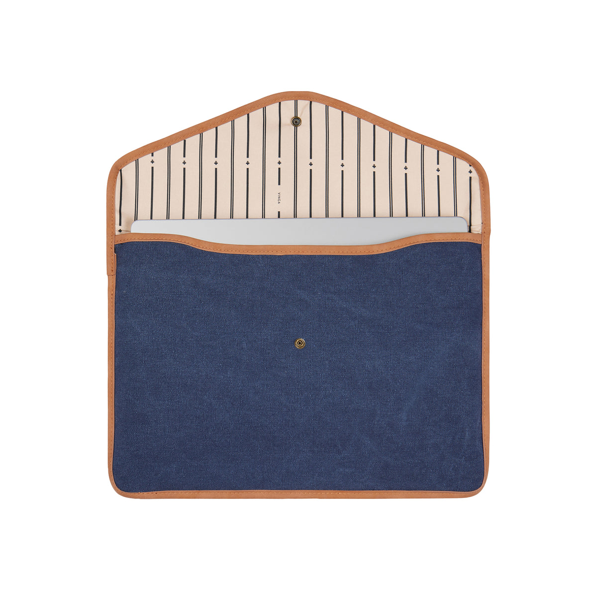 Navy - Side - Vinga Bosler Recycled Canvas Laptop Sleeve