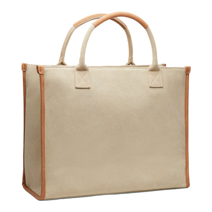 Beige - Side - Vinga Bosler Recycled Canvas Tote