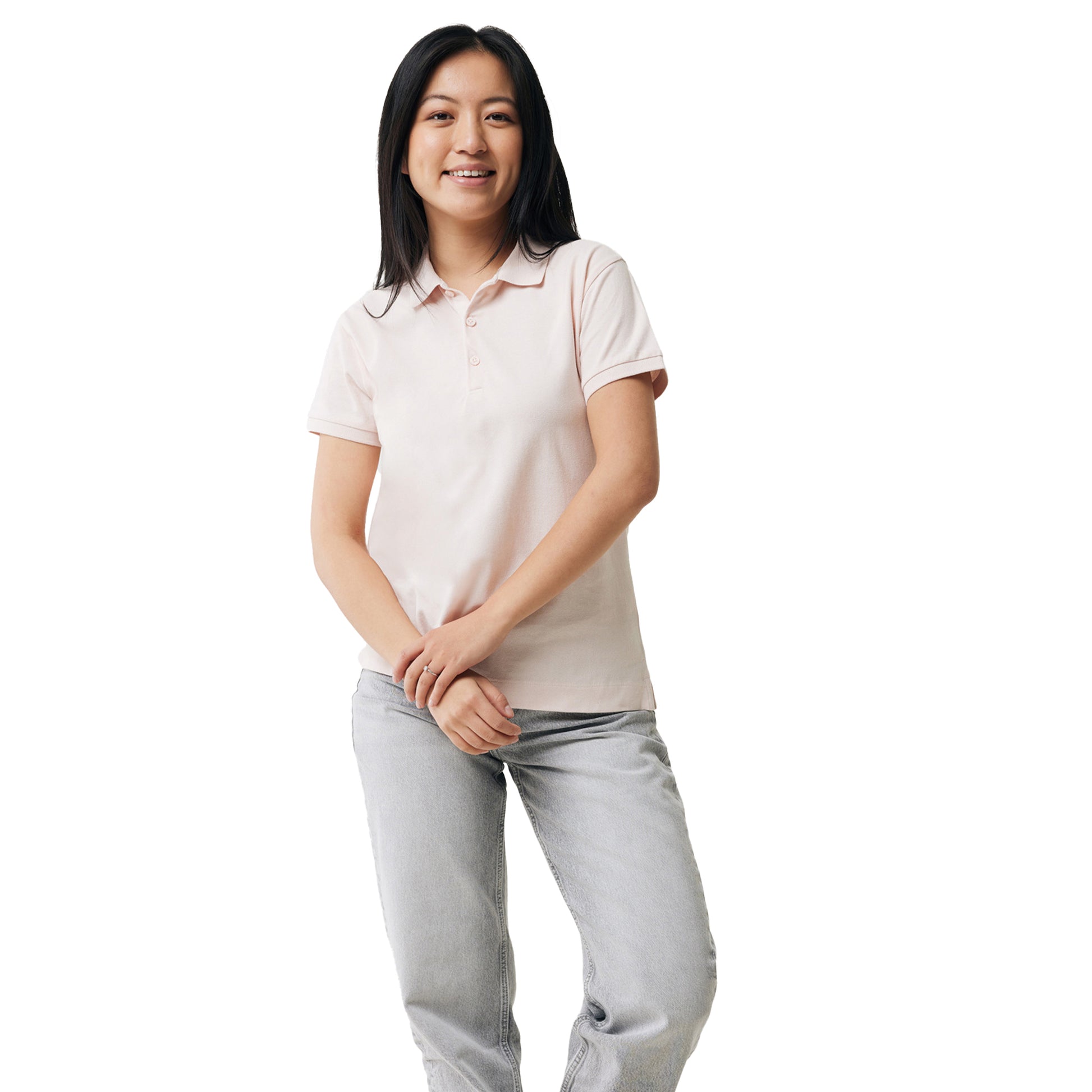 Cloud Pink - Side - Iqoniq Womens-Ladies Yosemite Pique Polo Shirt