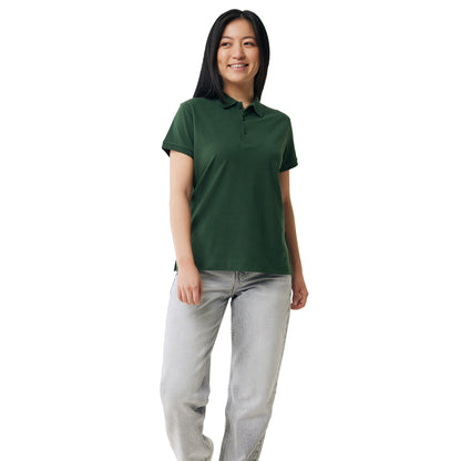 Forest Green - Side - Iqoniq Womens-Ladies Yosemite Pique Polo Shirt