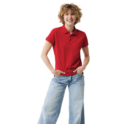 Red - Side - Iqoniq Womens-Ladies Yosemite Pique Polo Shirt