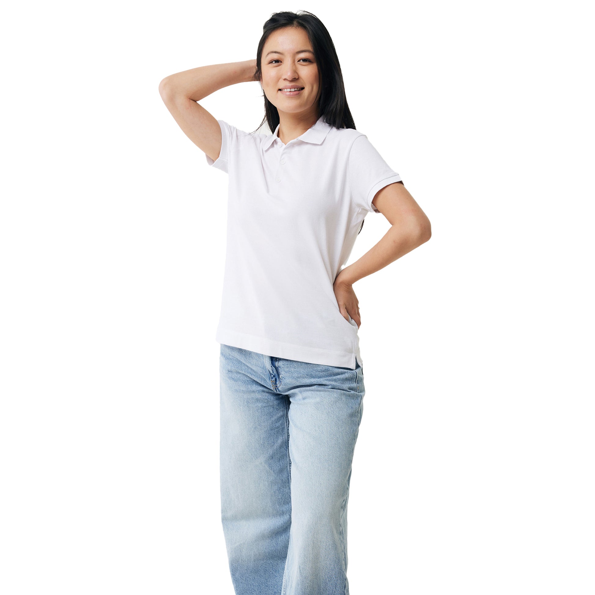 White - Side - Iqoniq Womens-Ladies Yosemite Pique Polo Shirt