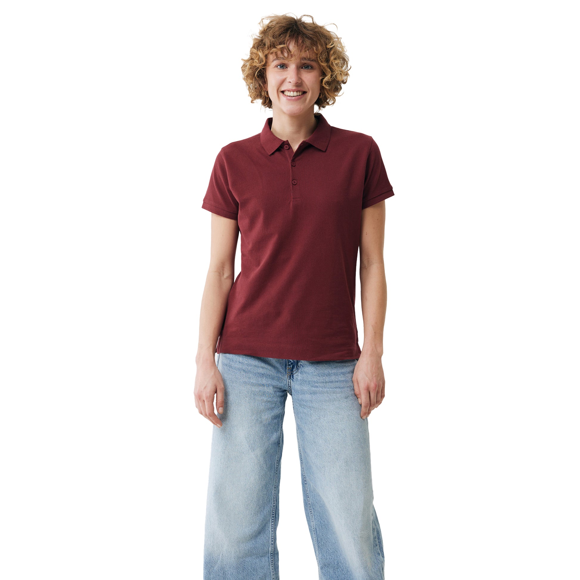 Burgundy - Side - Iqoniq Womens-Ladies Yosemite Pique Polo Shirt