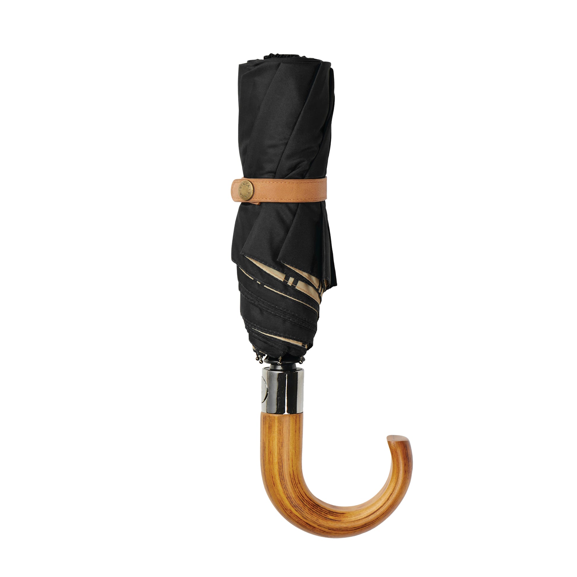 Black - Side - Vinga Bosler Foldable Recycled Aware Stick Umbrella