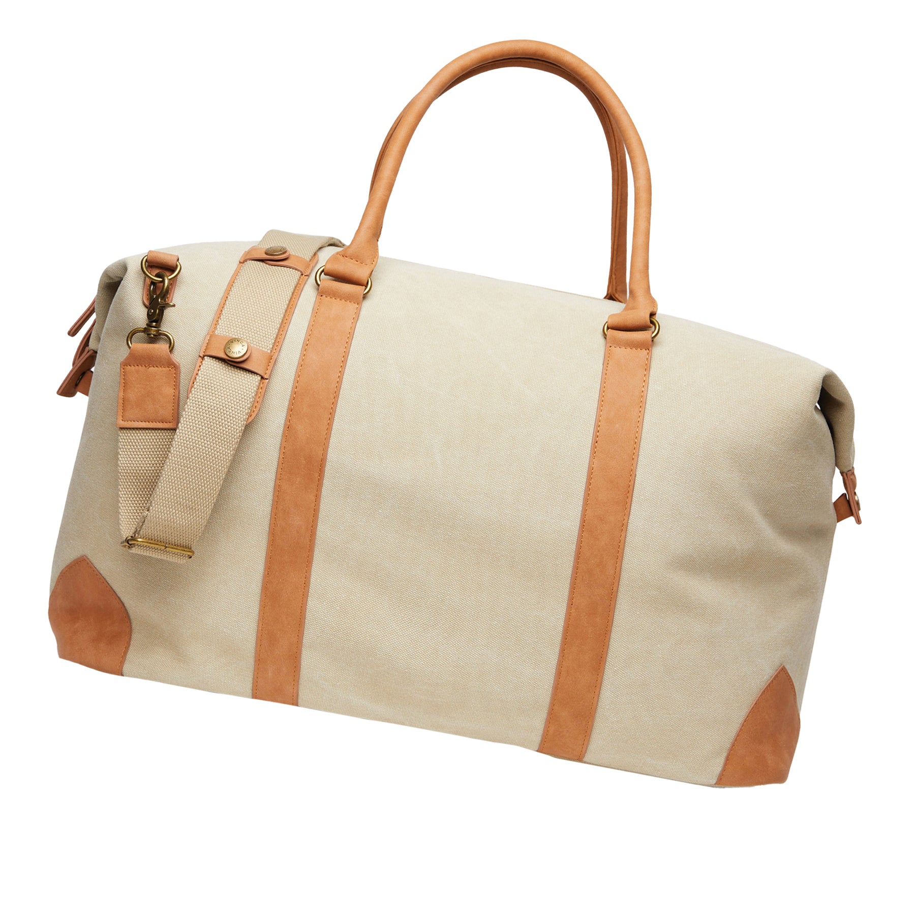 Beige - Side - Vinga Bosler Recycled Canvas Duffle Bag