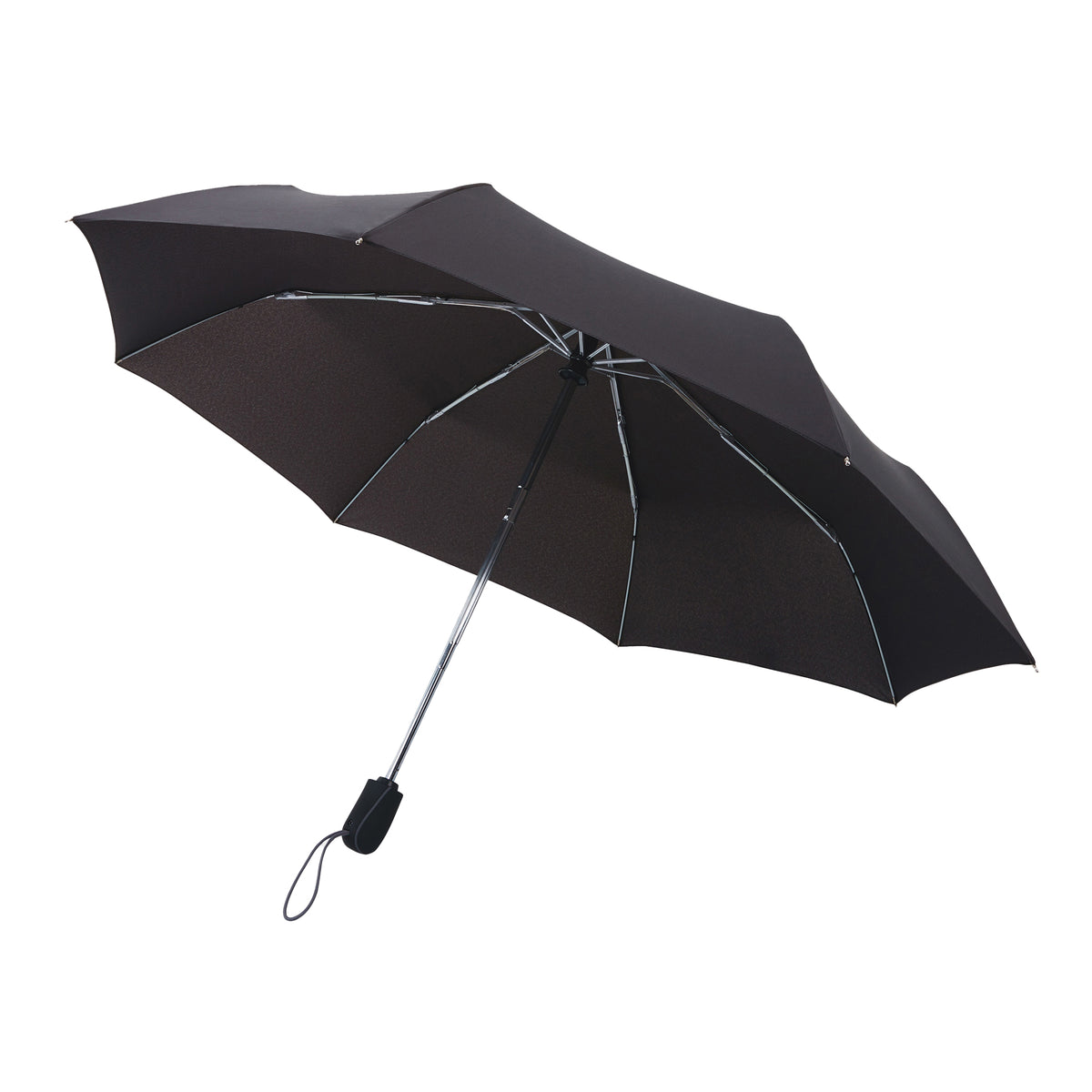 Black - Front - Swiss Peak Aware Traveller Automatic Folding Umbrella