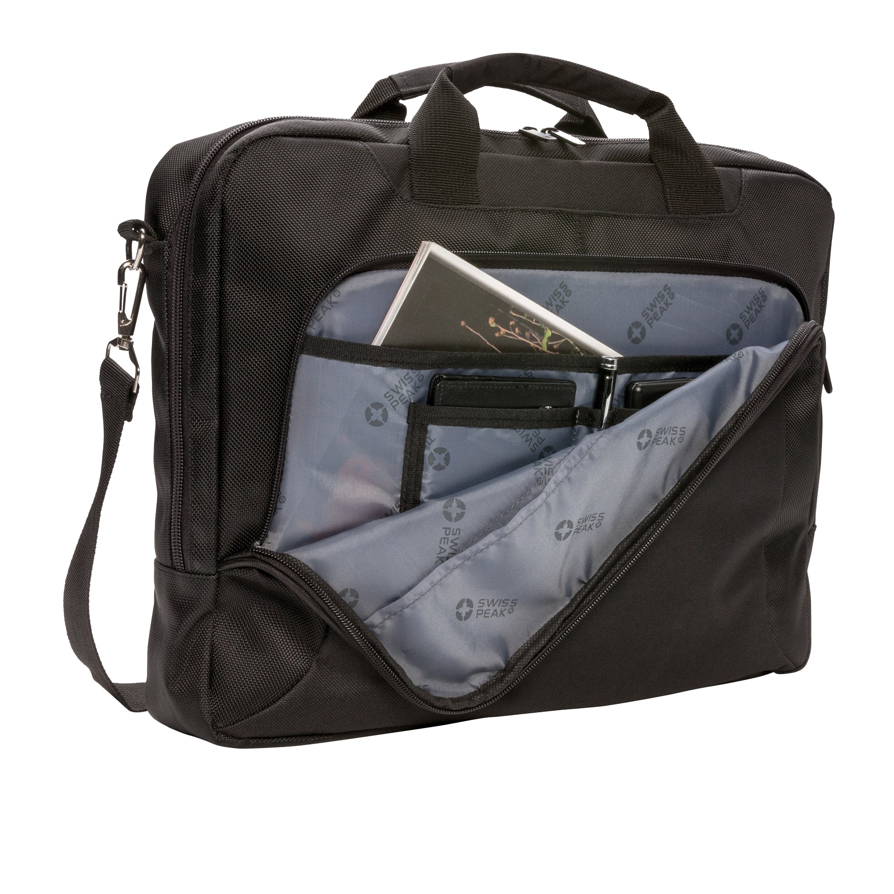 Black - Side - Swiss Peak Deluxe Laptop Bag