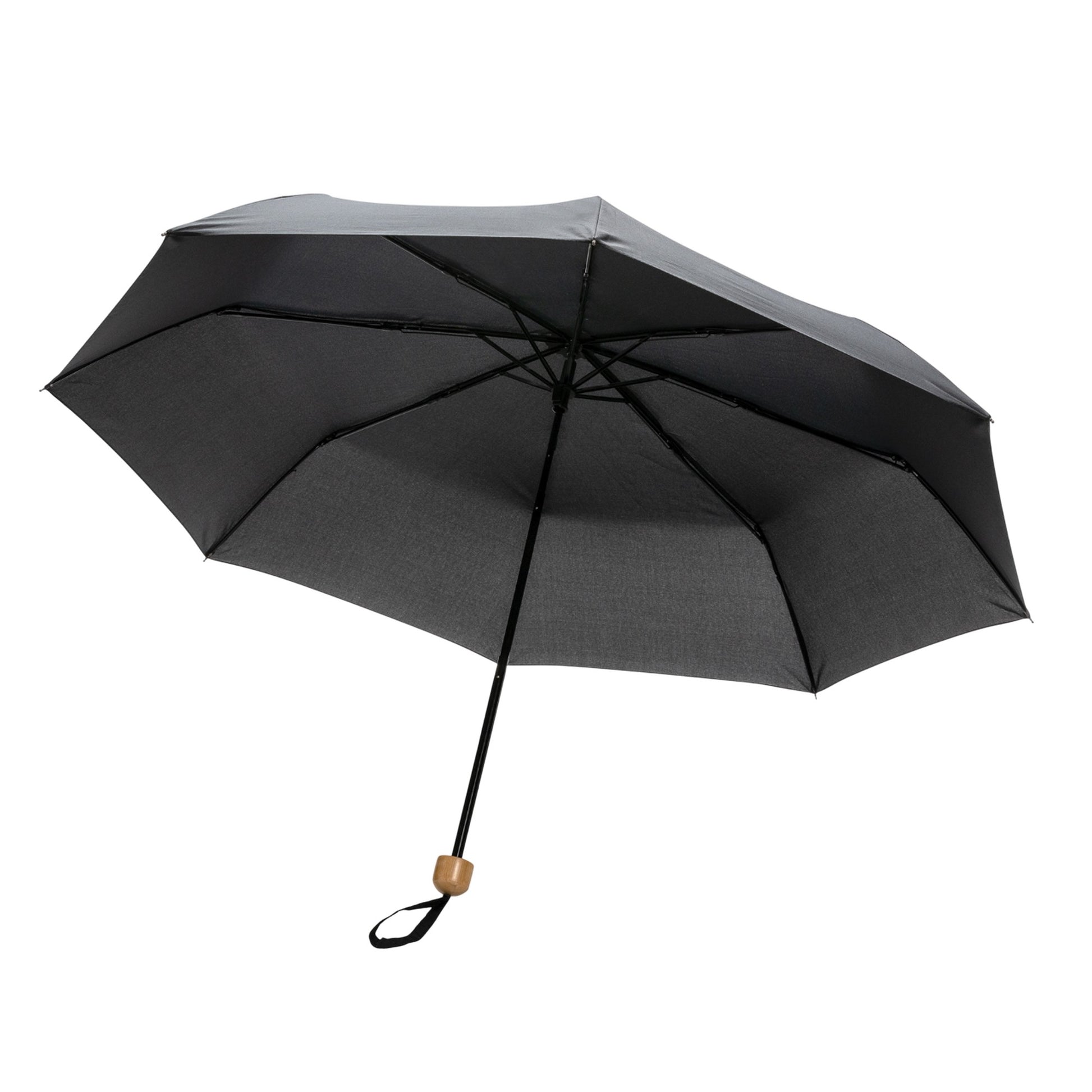 Black - Front - XD Collection Impact Bamboo Folding Umbrella