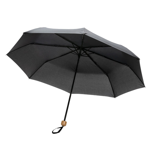 Black - Front - XD Collection Impact Bamboo Folding Umbrella