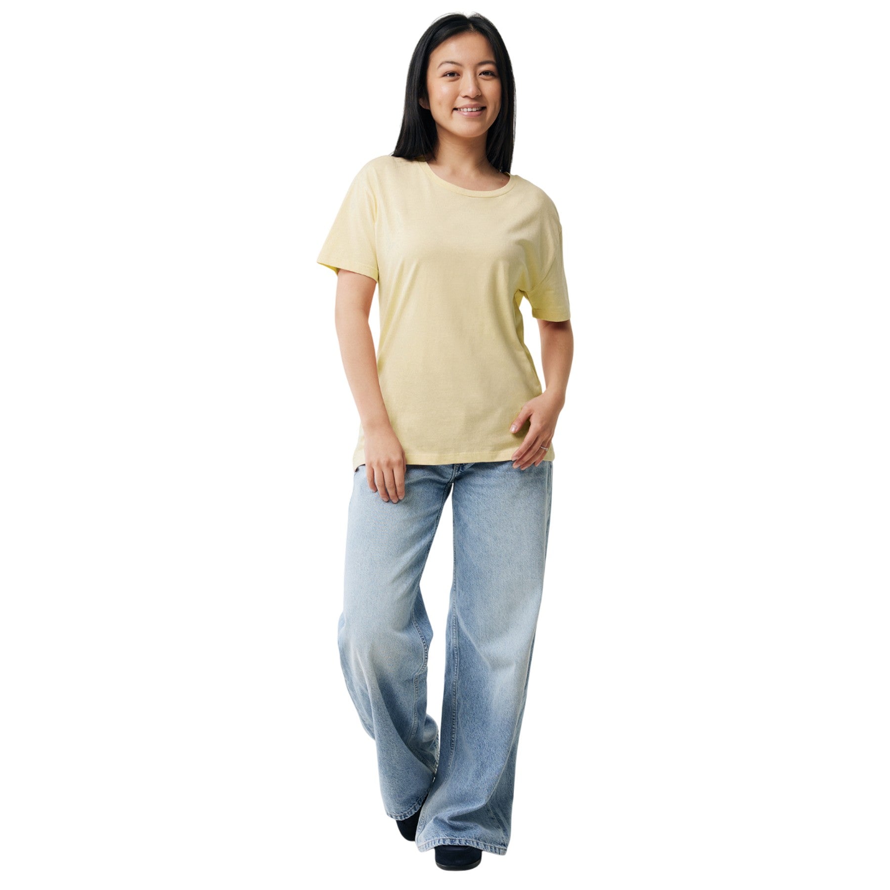 Yellow Cream - Side - Iqoniq Womens-Ladies Yala Recycled Cotton Lightweight T-Shirt
