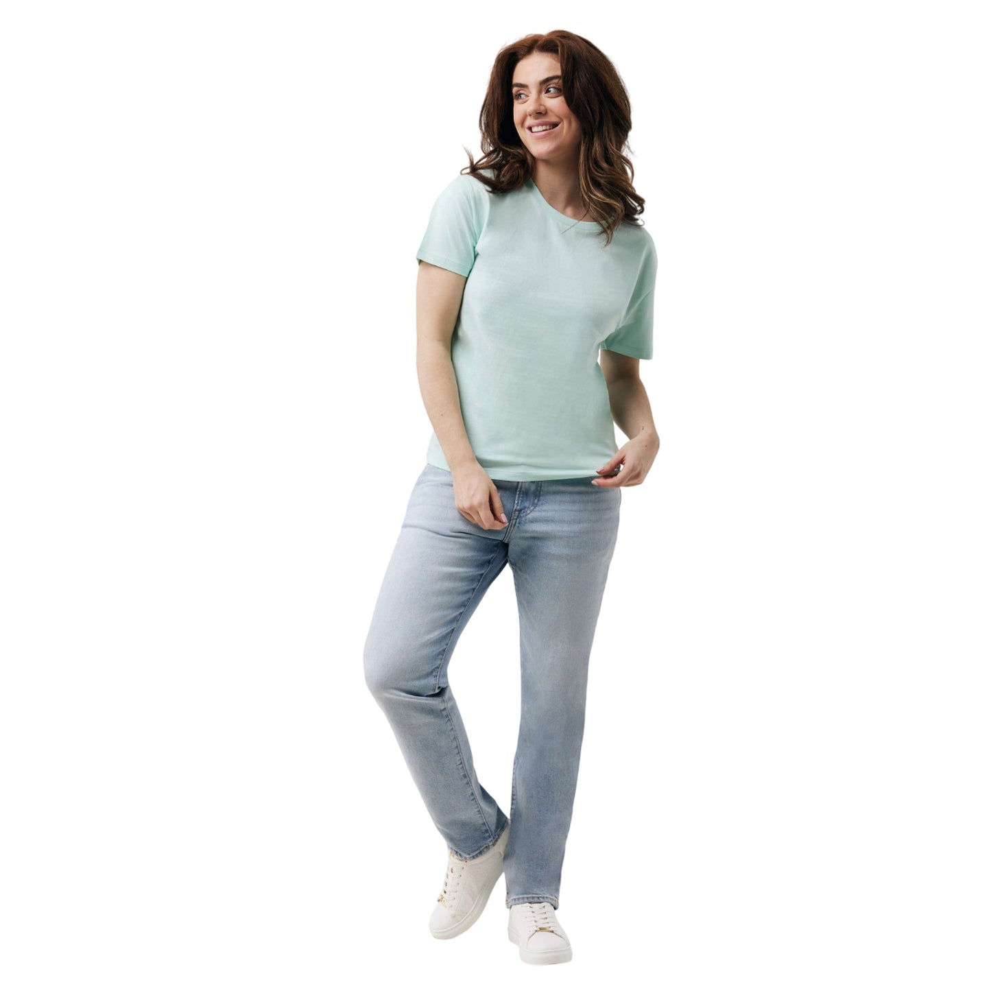 Crushed Mint - Side - Iqoniq Womens-Ladies Yala Recycled Cotton Lightweight T-Shirt
