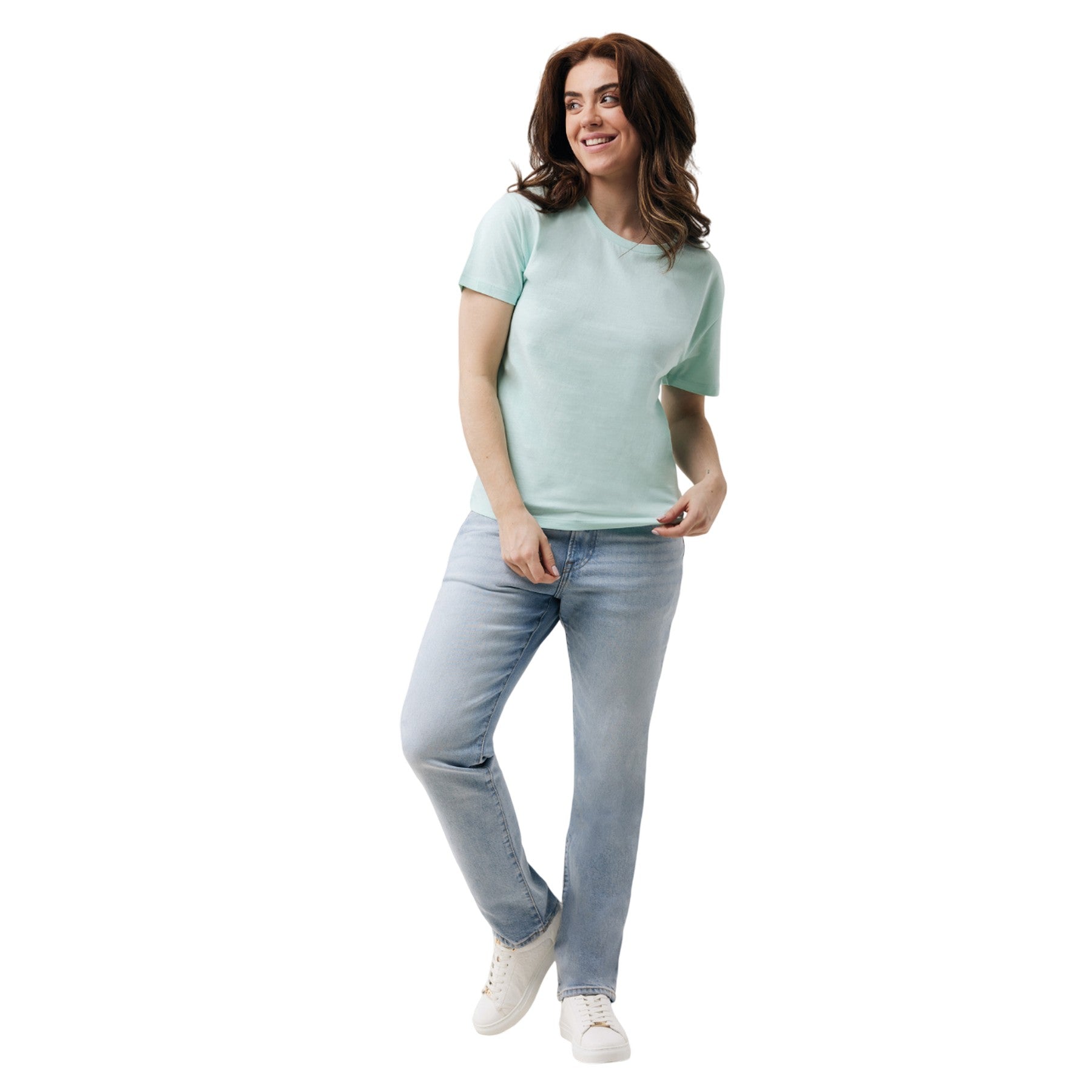 Crushed Mint - Side - Iqoniq Womens-Ladies Yala Recycled Cotton Lightweight T-Shirt