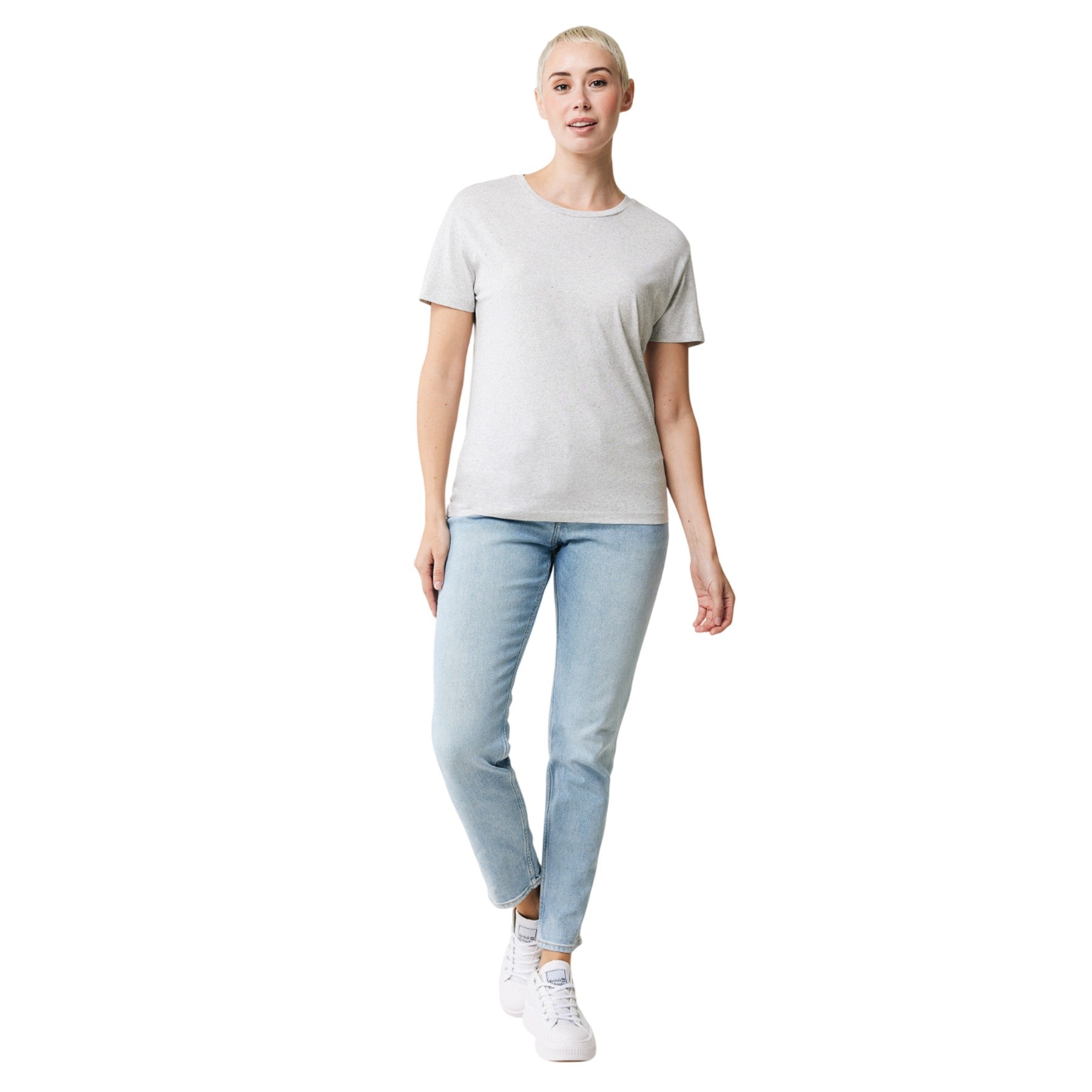 Light Heather Grey - Side - Iqoniq Womens-Ladies Yala Recycled Cotton Lightweight T-Shirt