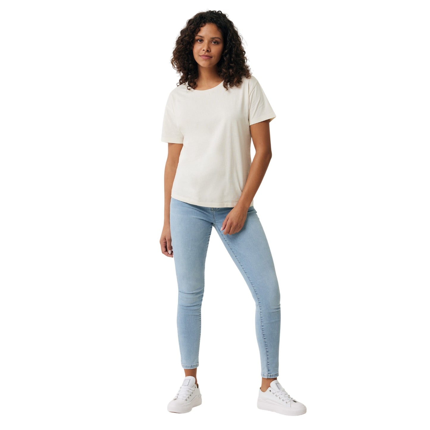 Ivory White - Side - Iqoniq Womens-Ladies Yala Recycled Cotton Lightweight T-Shirt