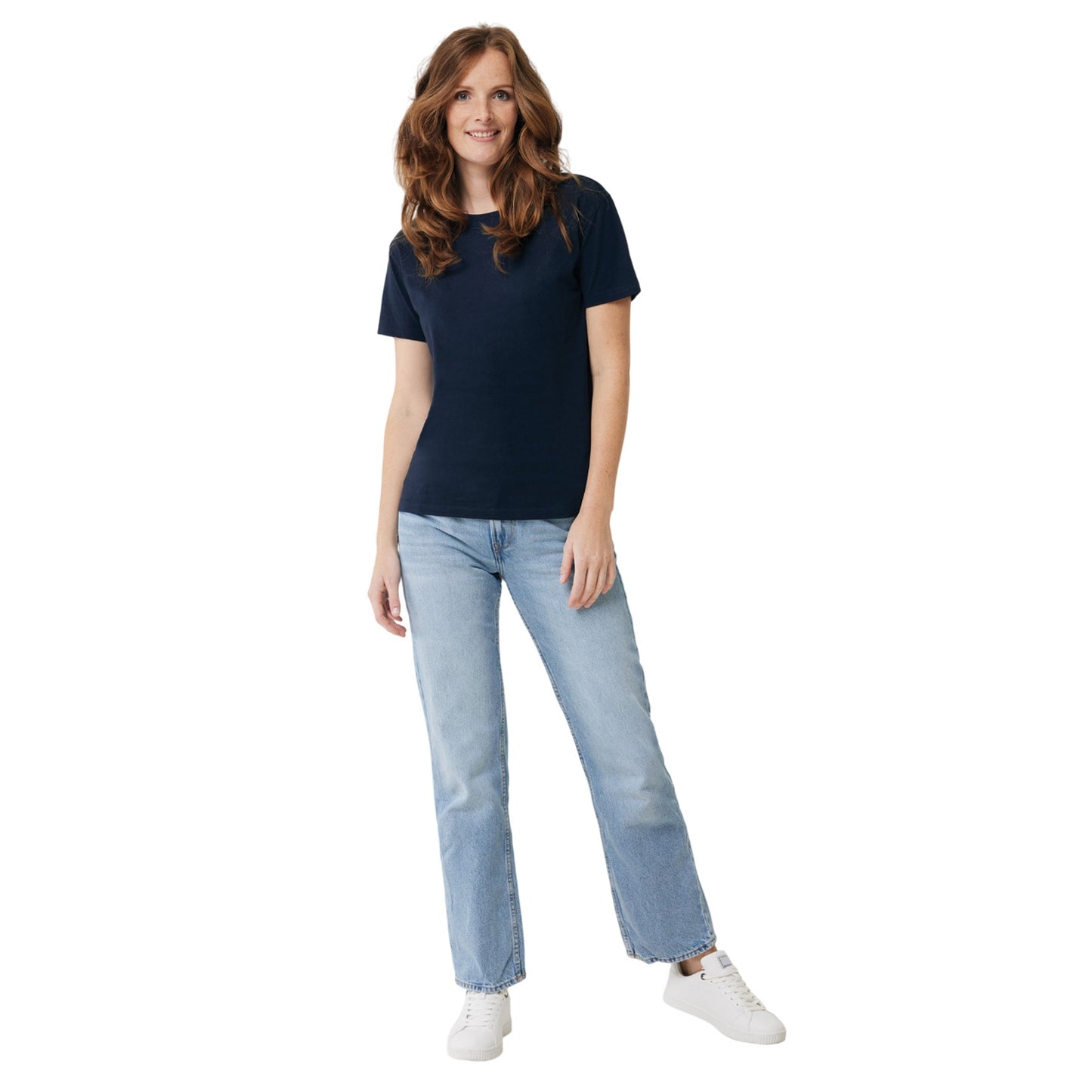 Navy - Side - Iqoniq Womens-Ladies Yala Recycled Cotton Lightweight T-Shirt